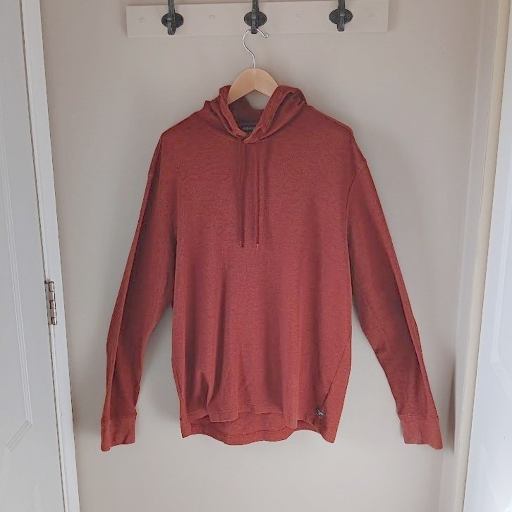 Toad&Co‎ Waffle Knit Hoodie Mens XL Rust Orange Good Organic Cotton Athleisure